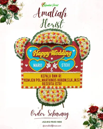 Karangan Papan Bunga Pernikahan di Tambaksari